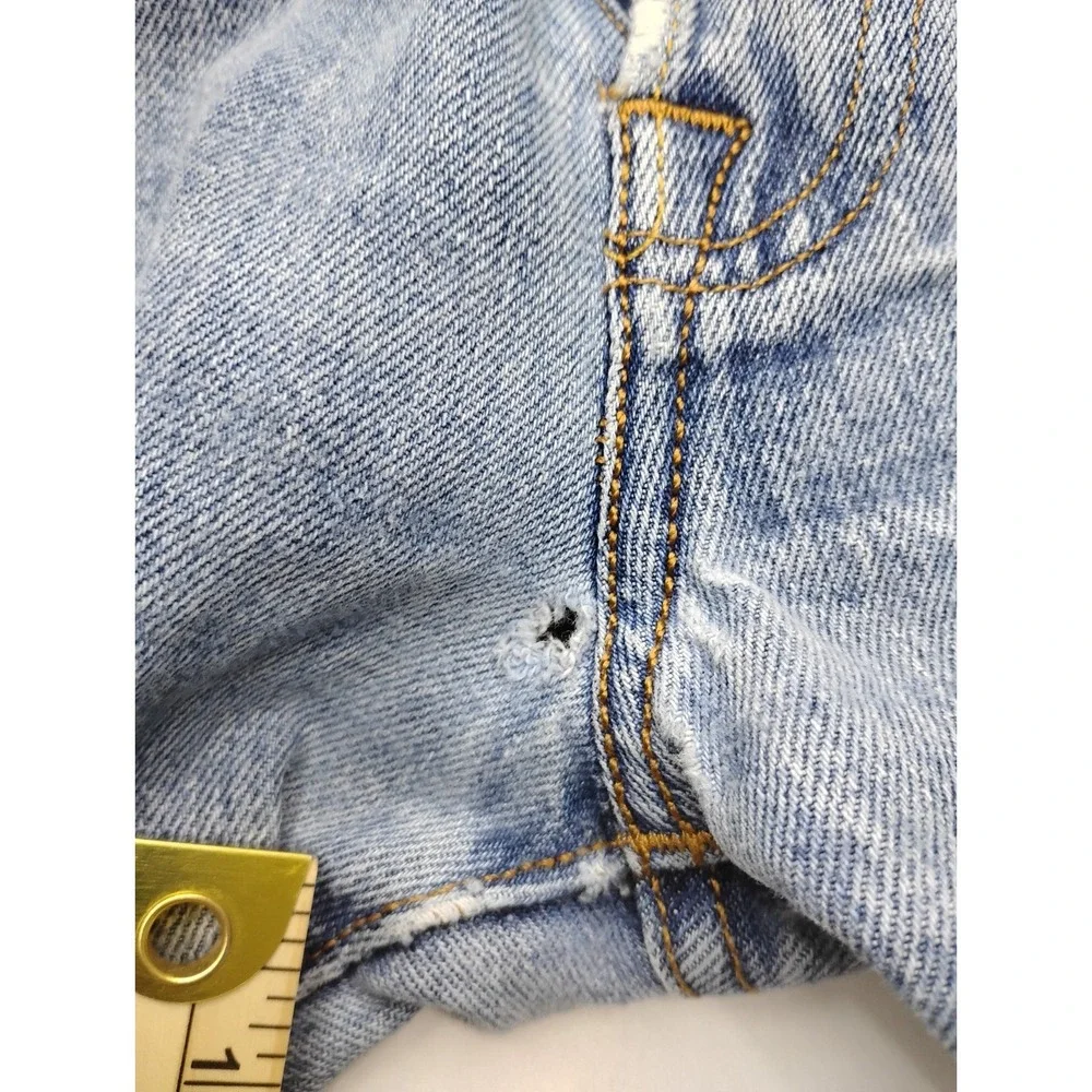 Levis 501 Jeans 34x34 Light Wash Blue Denim Button Fly Trashed Distressed